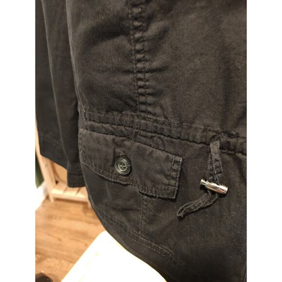Black Cropped Cargo Jacket Women XL Grunge Hipster Casual - Picture 3 of 8